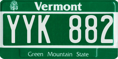 VT license plate YYK882