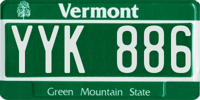 VT license plate YYK886