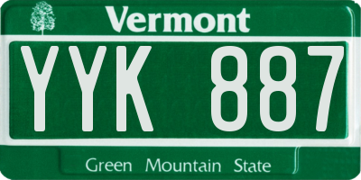 VT license plate YYK887