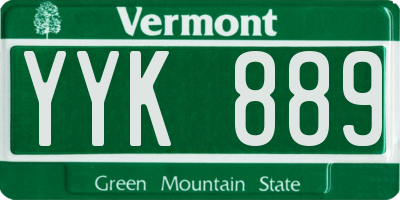 VT license plate YYK889