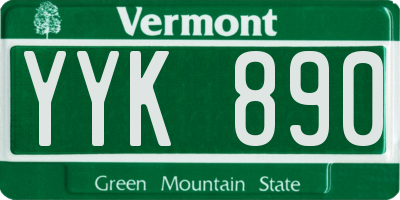 VT license plate YYK890