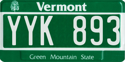 VT license plate YYK893