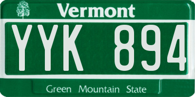 VT license plate YYK894