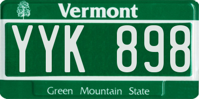VT license plate YYK898