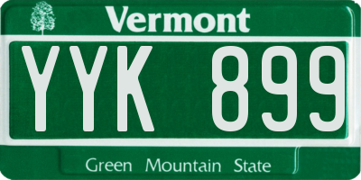 VT license plate YYK899