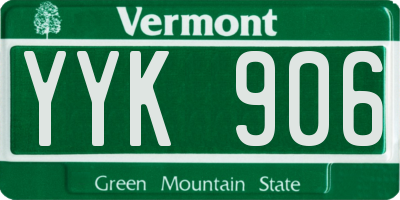 VT license plate YYK906