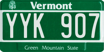 VT license plate YYK907