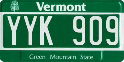 VT license plate YYK909