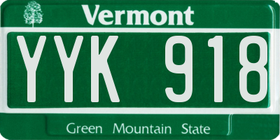 VT license plate YYK918