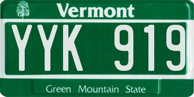 VT license plate YYK919