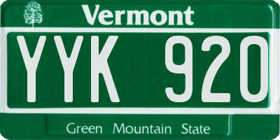 VT license plate YYK920