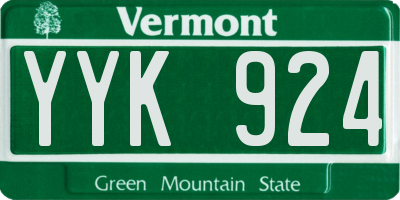VT license plate YYK924