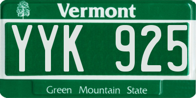 VT license plate YYK925