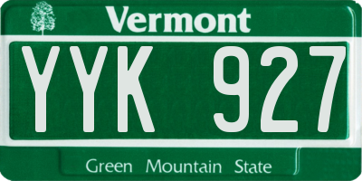 VT license plate YYK927