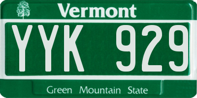 VT license plate YYK929