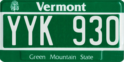 VT license plate YYK930