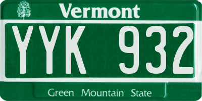 VT license plate YYK932