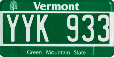 VT license plate YYK933