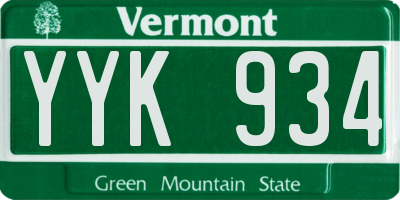 VT license plate YYK934