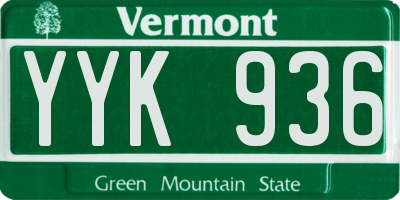 VT license plate YYK936
