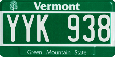 VT license plate YYK938