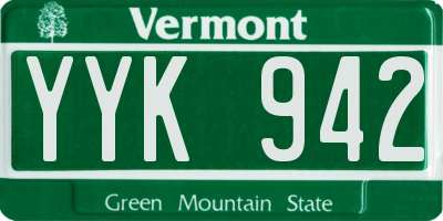 VT license plate YYK942