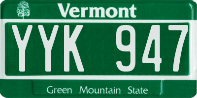 VT license plate YYK947