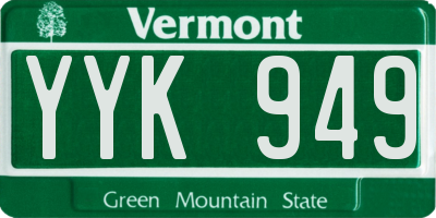 VT license plate YYK949
