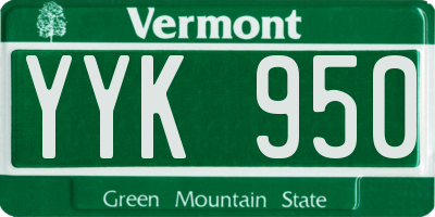 VT license plate YYK950
