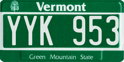VT license plate YYK953