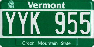 VT license plate YYK955