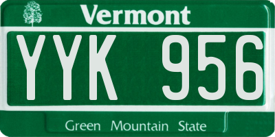 VT license plate YYK956