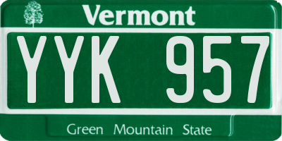 VT license plate YYK957