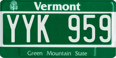 VT license plate YYK959