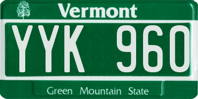 VT license plate YYK960