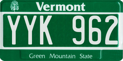 VT license plate YYK962