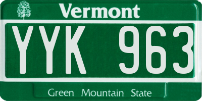 VT license plate YYK963