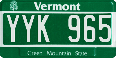 VT license plate YYK965