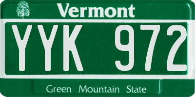 VT license plate YYK972