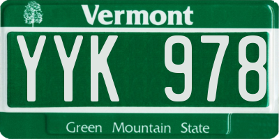 VT license plate YYK978