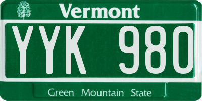 VT license plate YYK980