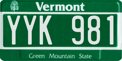 VT license plate YYK981