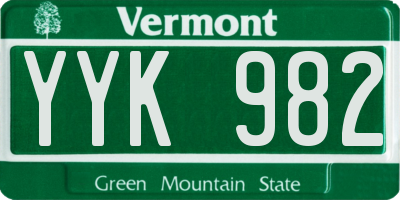 VT license plate YYK982