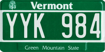 VT license plate YYK984