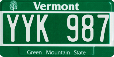 VT license plate YYK987