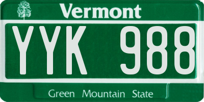 VT license plate YYK988