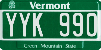 VT license plate YYK990