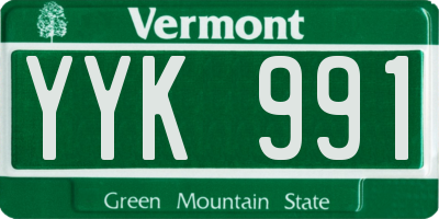 VT license plate YYK991