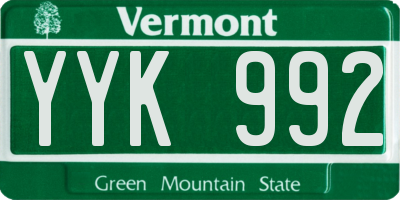 VT license plate YYK992