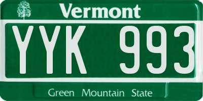 VT license plate YYK993